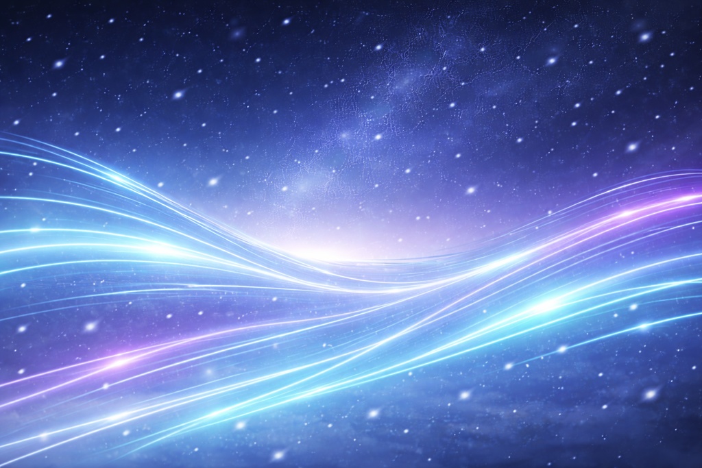 流れる光のラインと星空の幻想的背景素材｜SF・未来・抽象表現