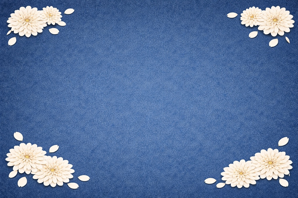 和風背景素材|藍色に映える白菊紋様セット(中央/四方/全構成)