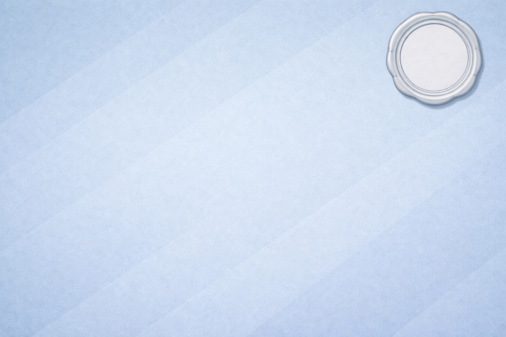 淡青の封蝋背景｜契約・証明・誓約イメージのクラシック素材