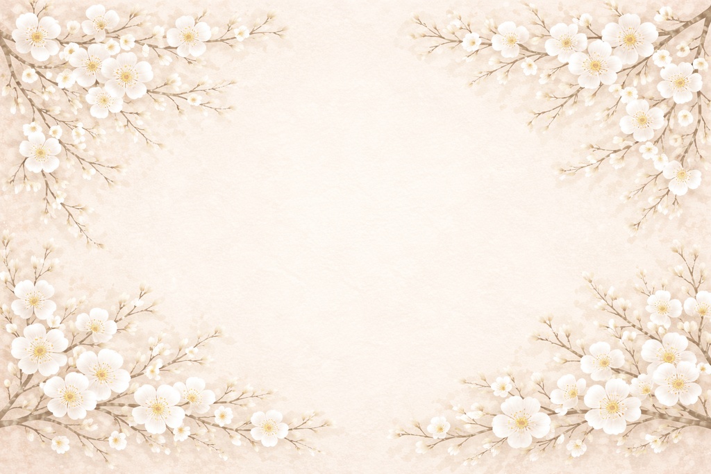 梅の四方配置 抽象背景素材 Plum Blossom Corner Layout Abstract Background