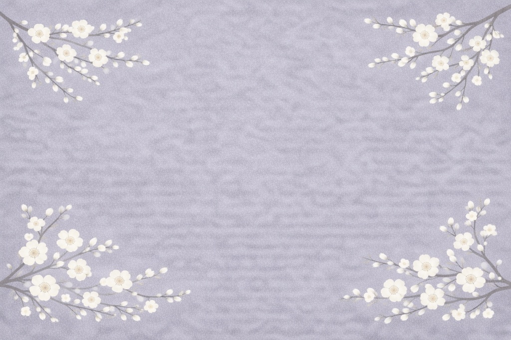 和風梅文様背景素材セット 薄藤 3点セット 16:9 商用可 (中央・全乗せ・四方)