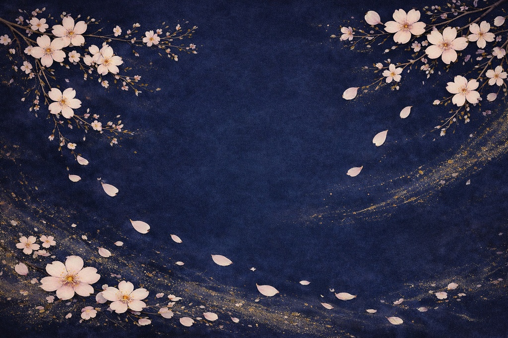 日本画風桜背景セット（柔らか和風＋夜桜装飾・2点）