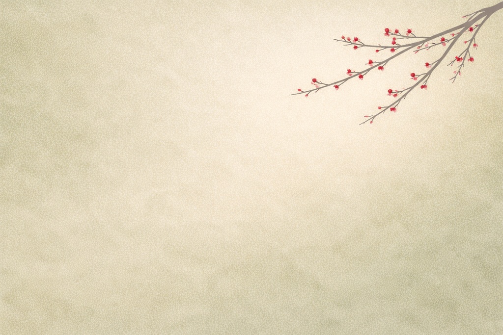 日本画風・紅梅イラスト02（左上の枝）