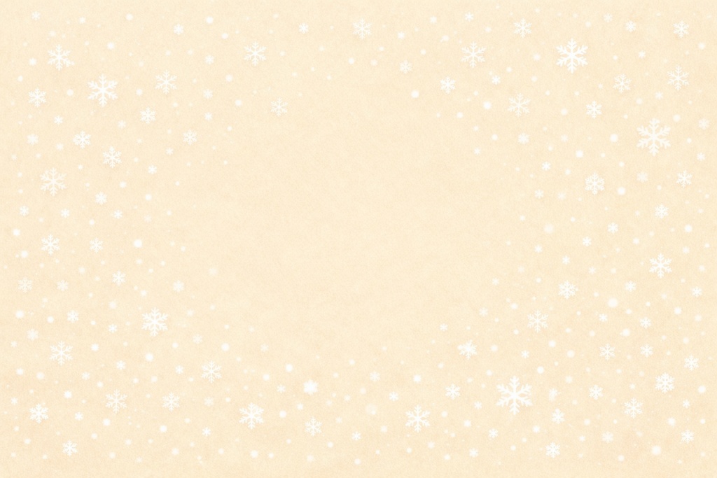 雪結晶装飾フラット背景（生成り） – Flat Snowflake Decorative Background (Off-White)