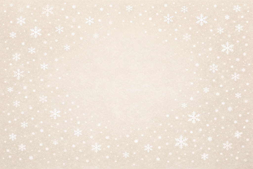 雪結晶装飾フラット背景（アイボリー） – Flat Snowflake Decorative Background (Ivory)