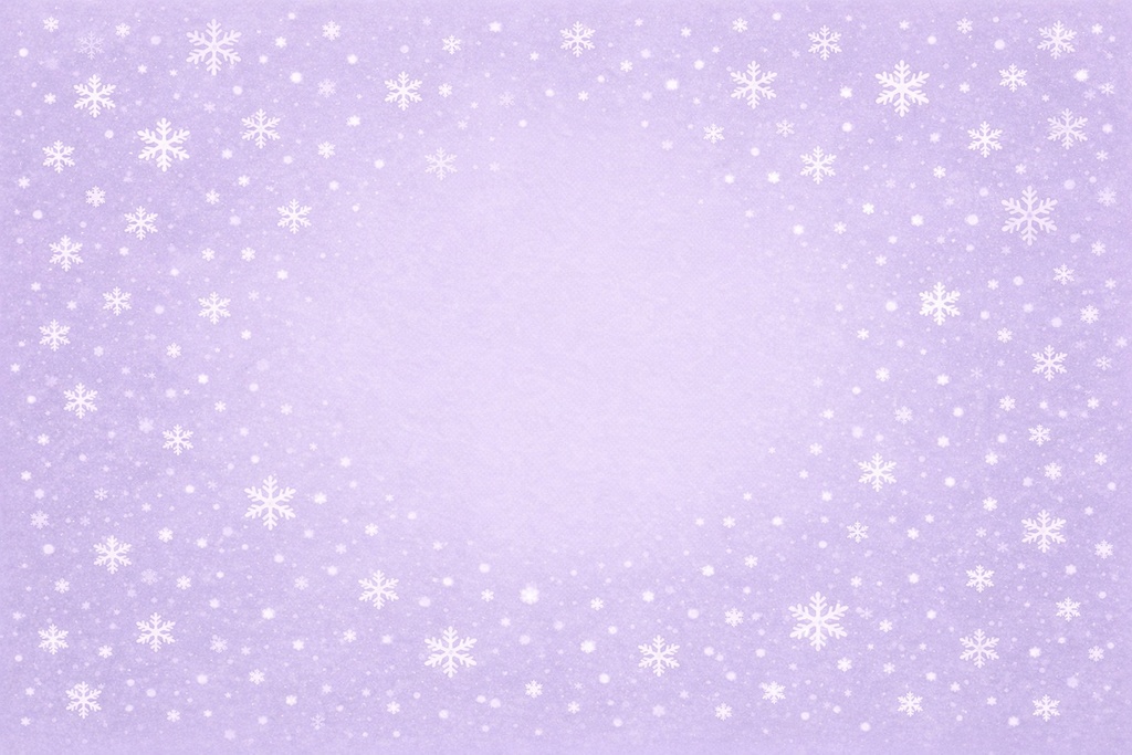 雪結晶装飾フラット背景（ブルーベリー） – Flat Snowflake Decorative Background (Blueberry)