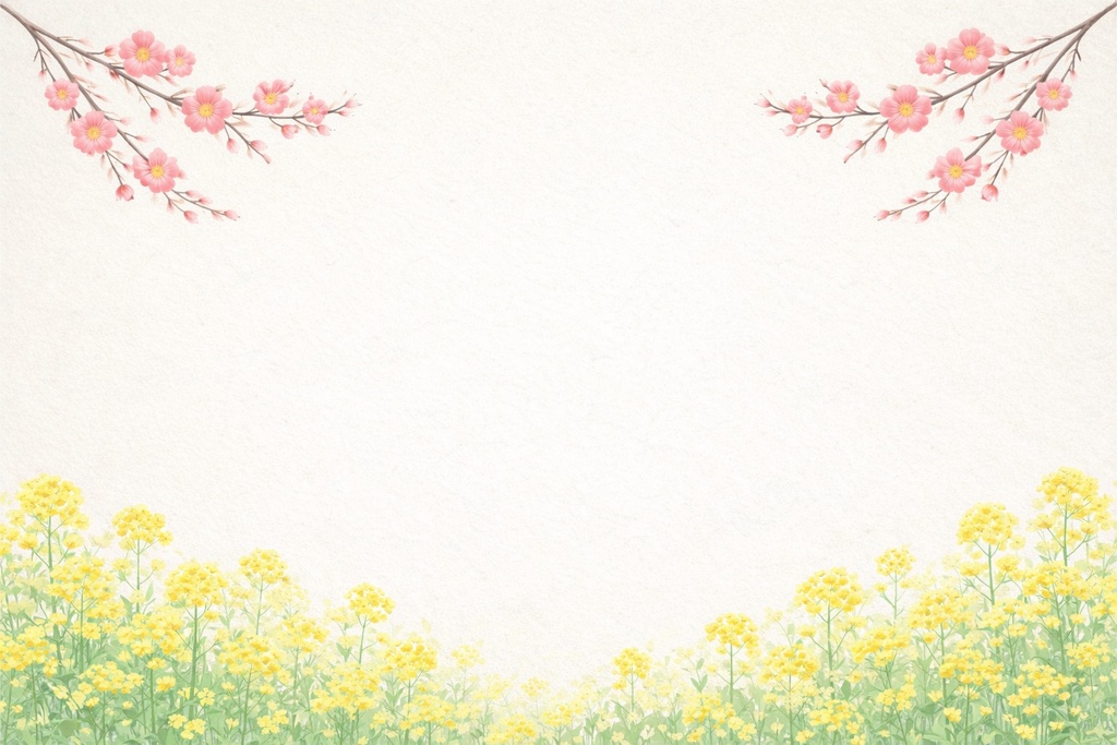 ひな祭り 背景素材|桃と菜の花|Hinamatsuri Peach & Canola Flower Background|フラット・エレガント