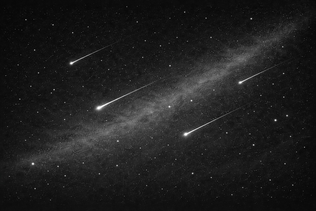 流星群夜空背景｜モノクロ抽象星空 16:9