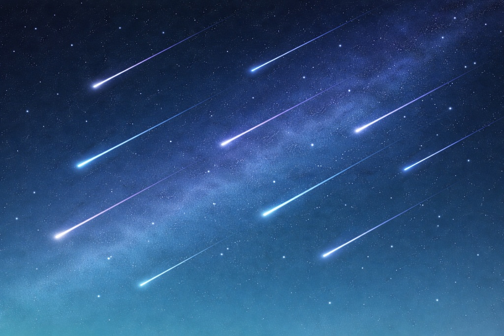Meteor Shower Night Sky – Teal Blue Gradient 16:9 Background