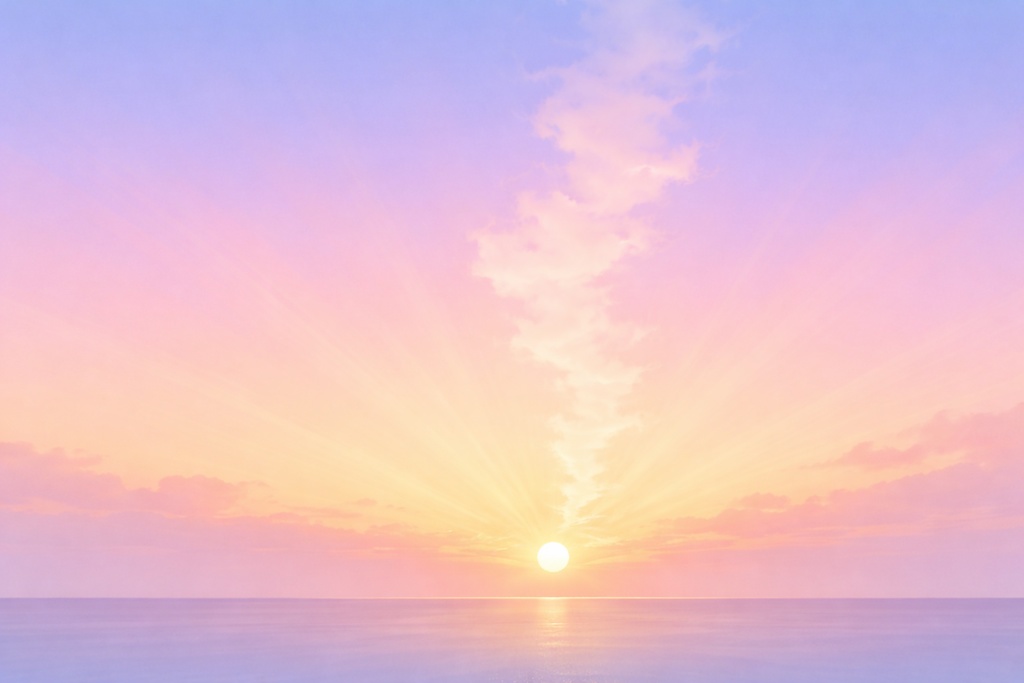 やさしい夕焼け空背景素材｜アニメ風パステルサンセット・16:9