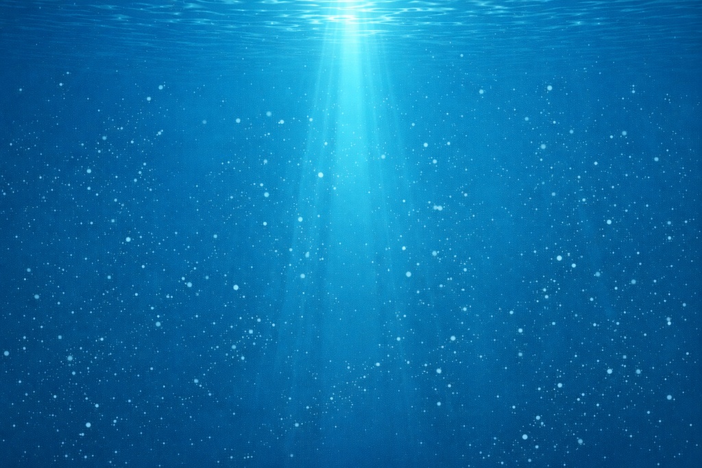 Minimal Underwater Background – Mid-Depth Ocean with Single Vertical Light Shaft