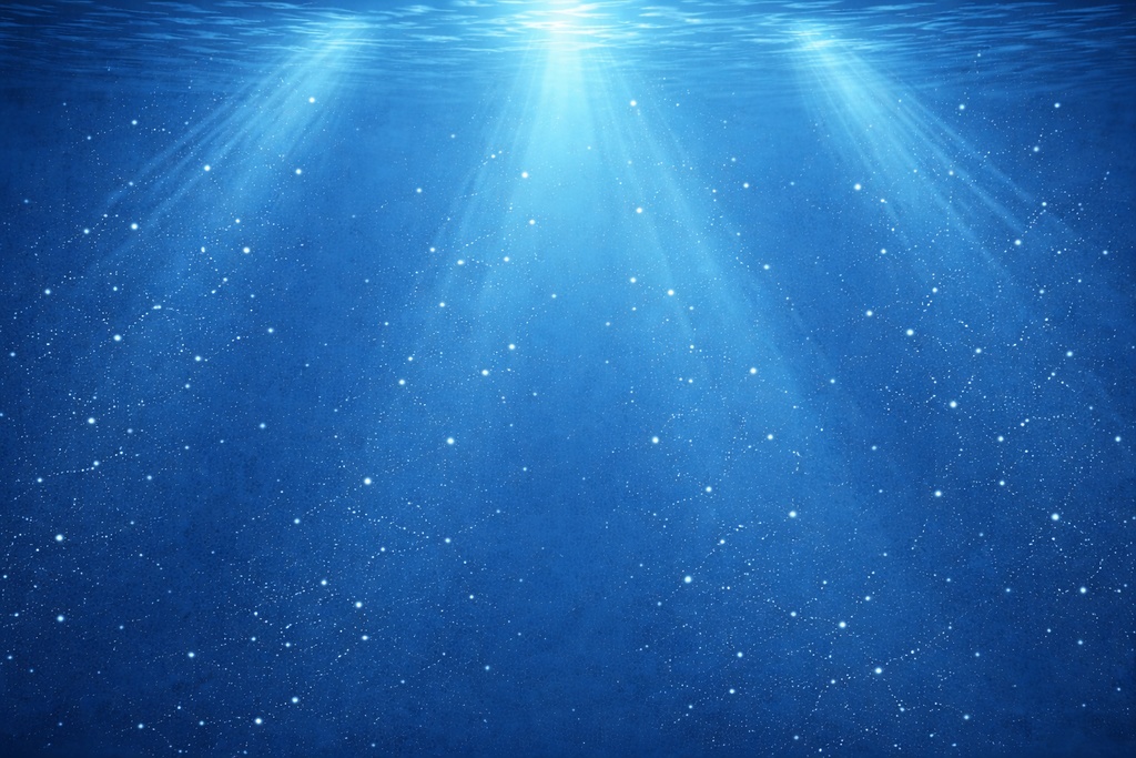 Minimal Underwater Background – Mid-Depth Ocean with Four Light Beams