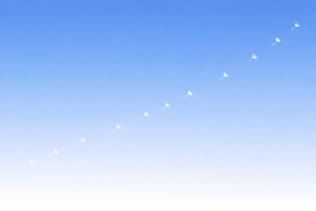 青空とたんぽぽ綿毛背景（コントラスト強めブルー）16:9