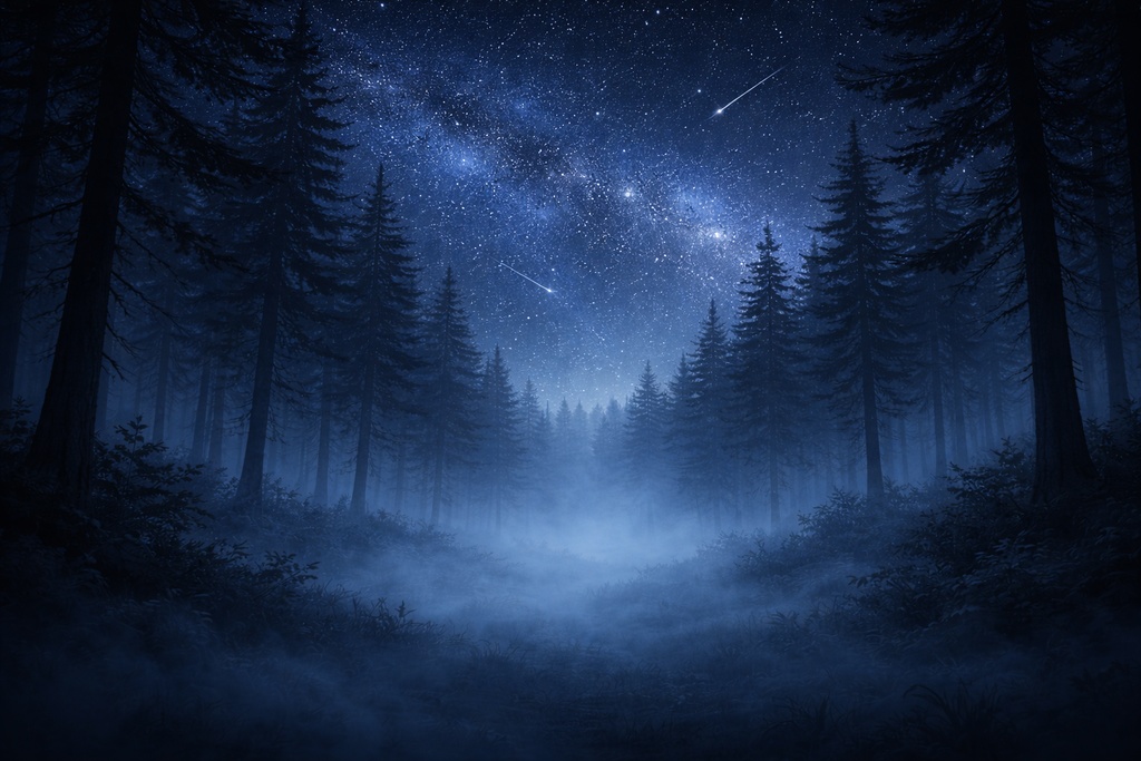 星降る幻想の森背景｜Starry Fantasy Forest｜16:9 背景素材【商用利用OK】