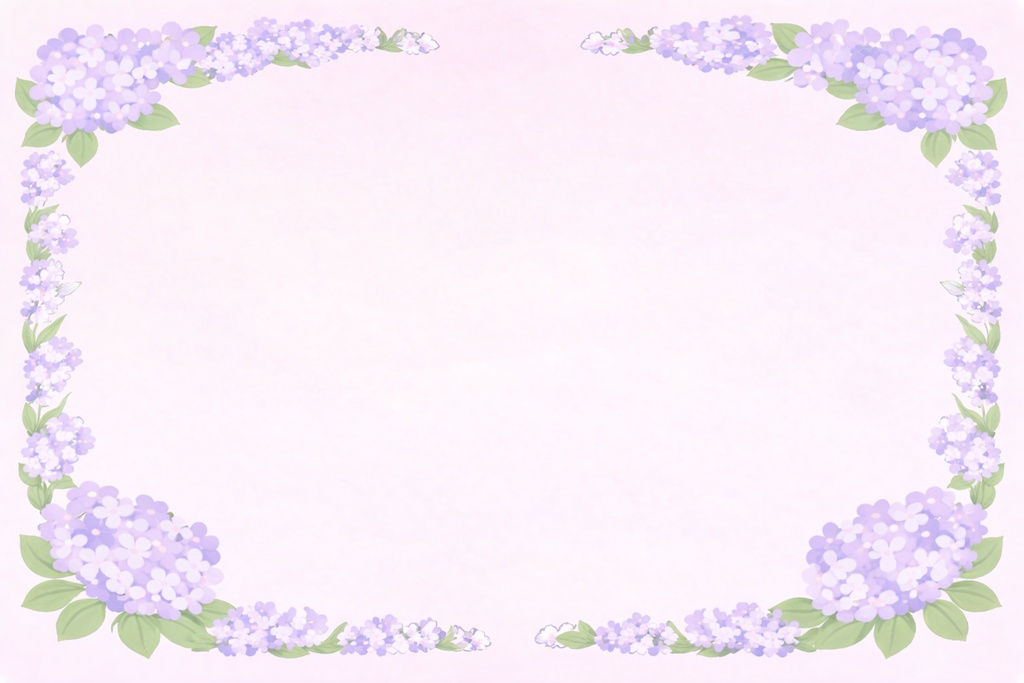 紫陽花フラワーフレーム背景｜梅雨花フレーム｜配信背景 16:9