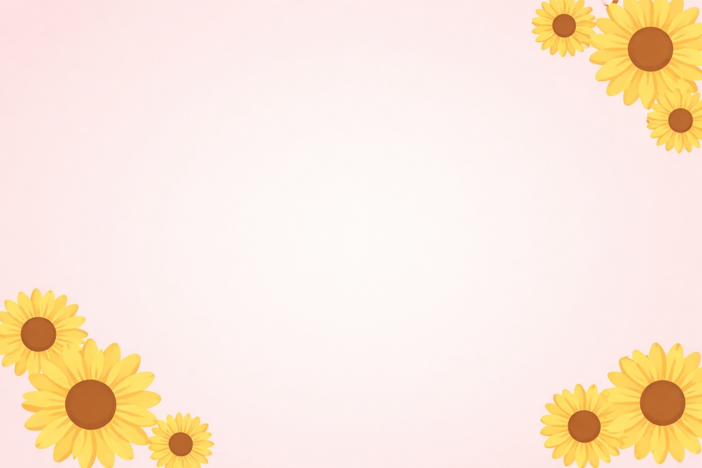 シンプルひまわりコーナー背景／3隅デコレーション／16:9