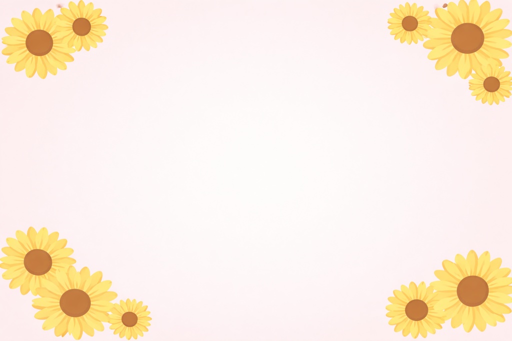 ひまわり四隅背景／シンプル装飾／16:9