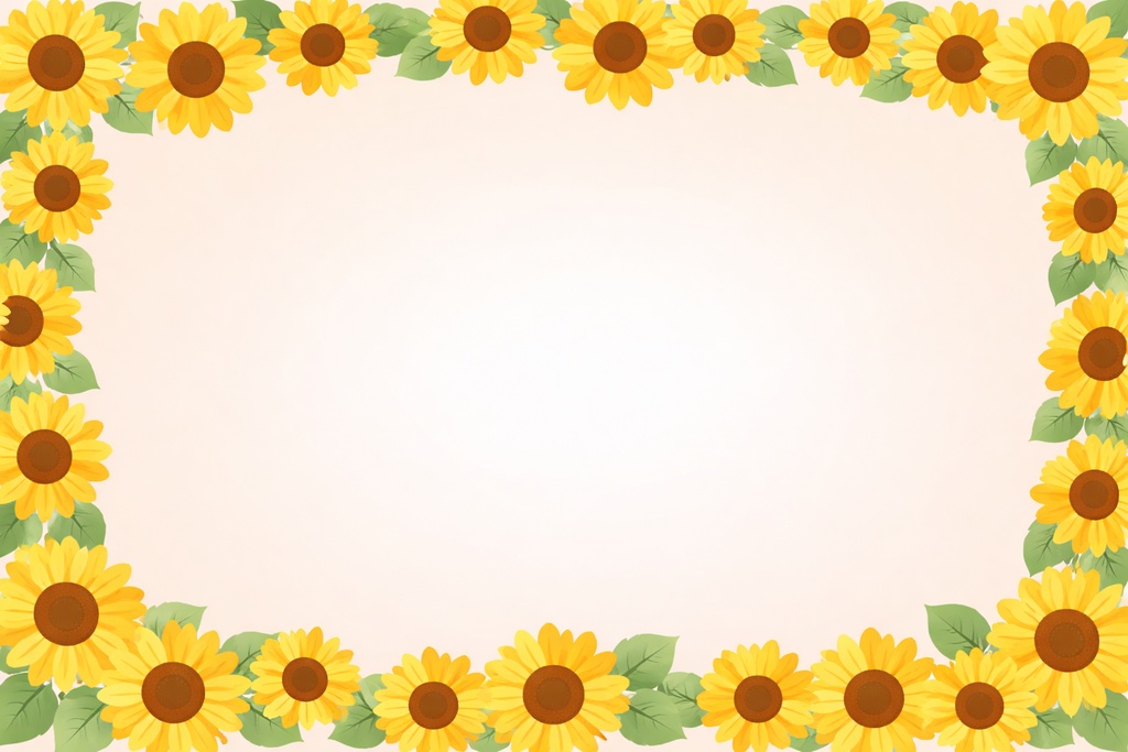 ひまわりフレーム背景／16:9／サムネ・配信用