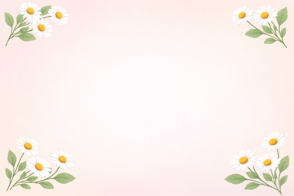 可愛いデイジー四隅背景／16:9／春素材