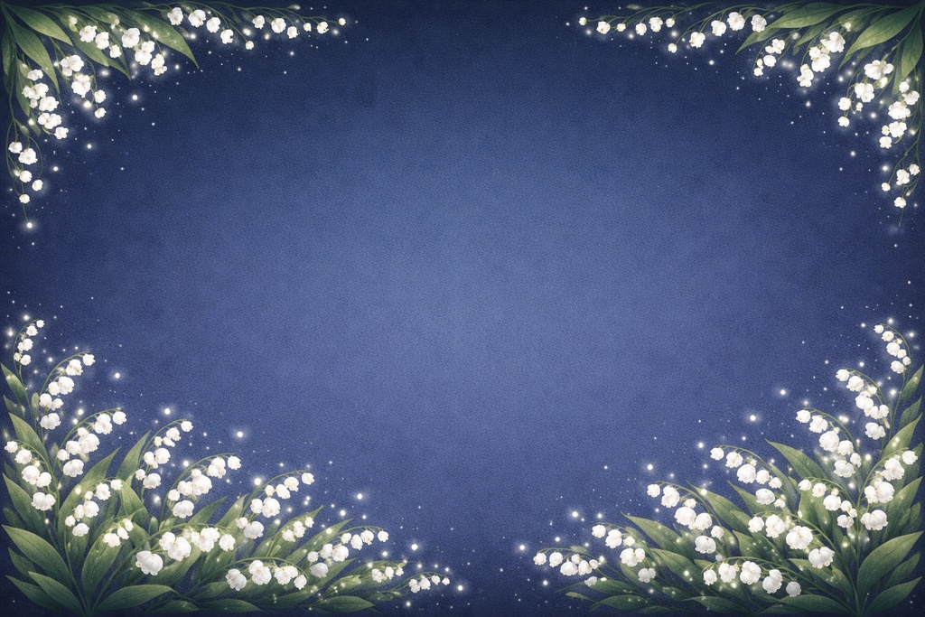 スズランフレーム背景（夜・ネイビー）｜16:9 高解像度