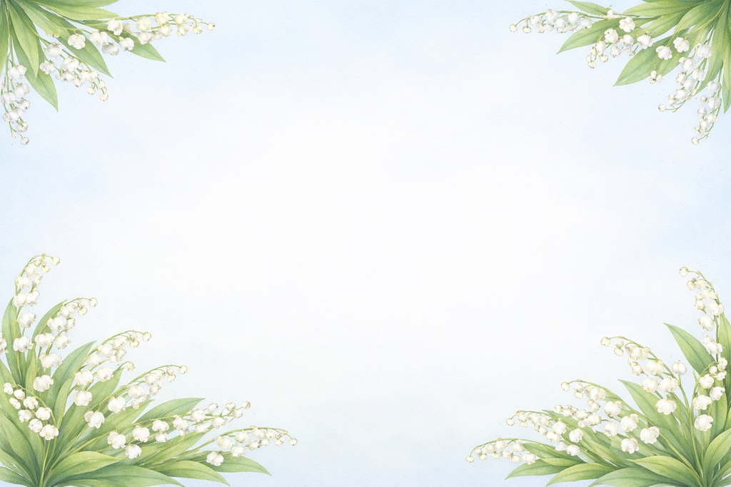 スズランフレーム背景（昼・ライトブルー）｜16:9 高解像度