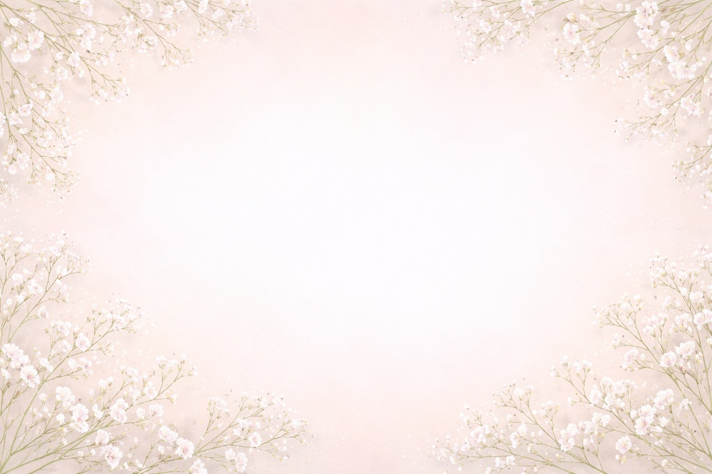 かすみ草フレーム背景｜16:9 高解像度