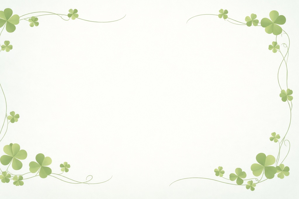 クローバーのミニマルフレーム素材｜16:9｜柔らかパステルグリーン