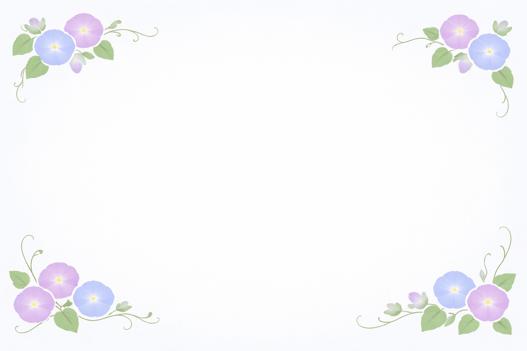 朝顔のミニマルフラワーフレーム①｜16:9｜パステルブルー