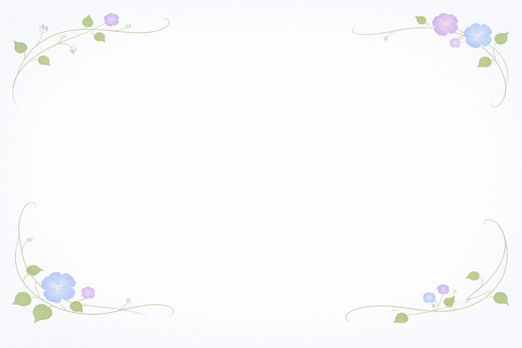 朝顔のミニマルフラワーフレーム②｜16:9｜パステルブルー