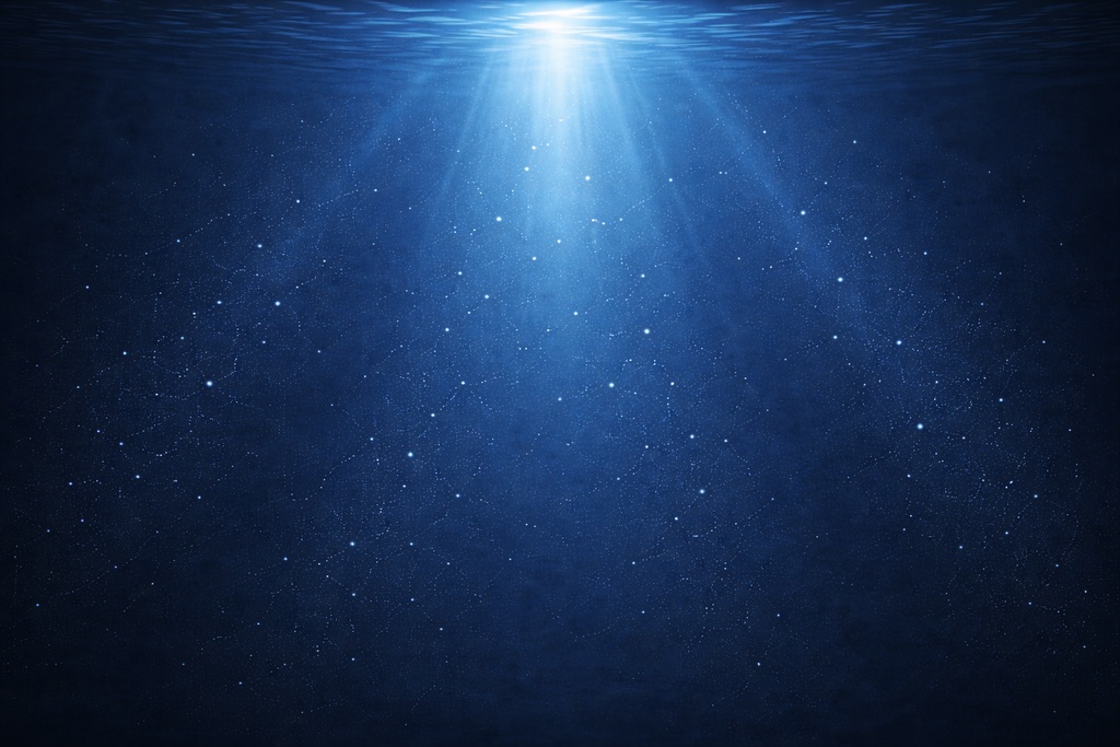 深海の光柱 水中背景 神秘的 海中 16:9 背景素材
