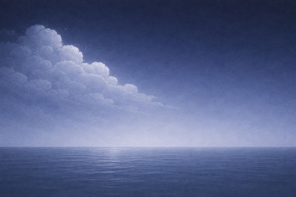 Night Clouds & Calm Sea – Minimal Hand-Drawn Illustration 4 | 16:9