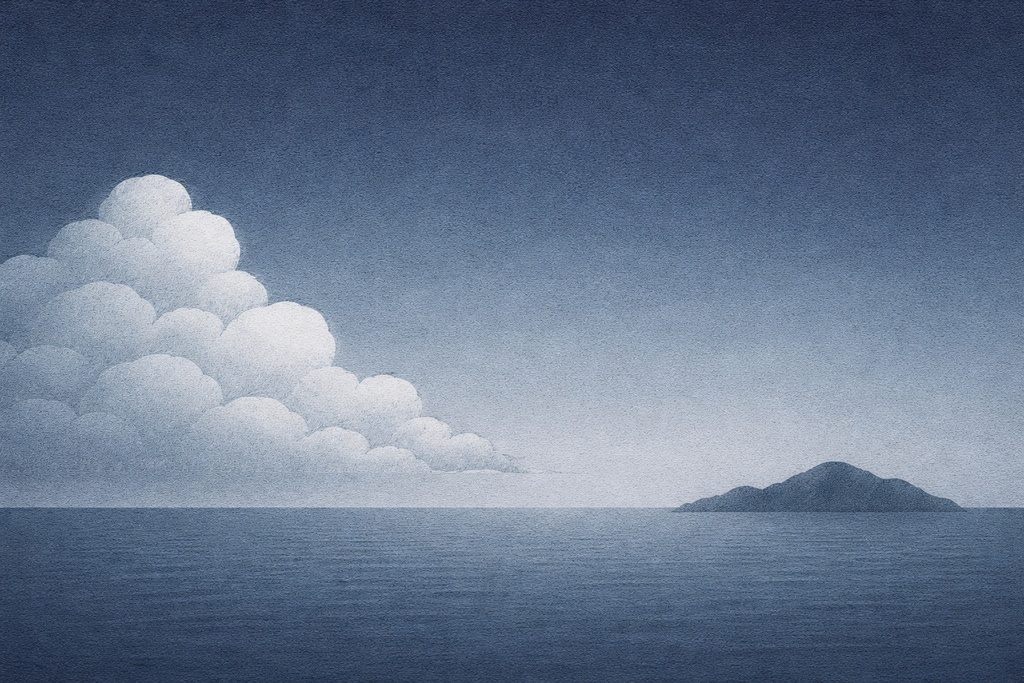 Night Clouds, Sea & Island – Minimal Hand-Drawn Illustration 6 | 16:9