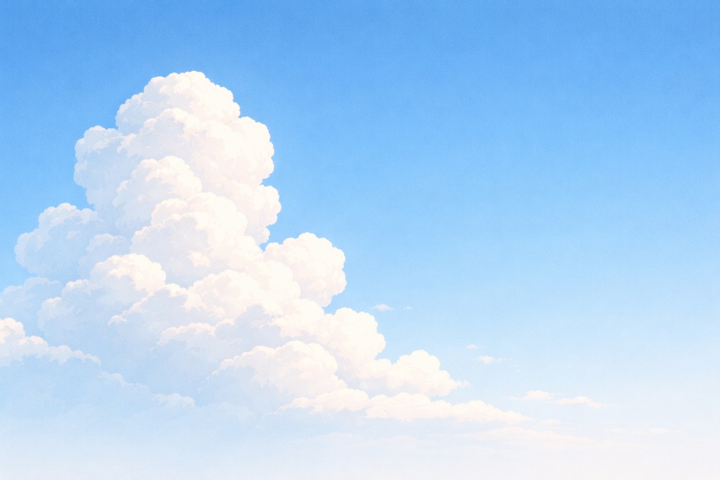 Minimal Summer Sky Cloud Illustration (Cumulonimbus, 16:9)