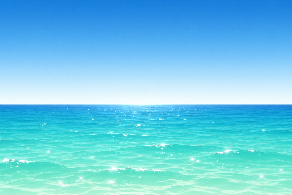 Summer Sea & Clear Sky Illustration (Calm Waves, 16:9)