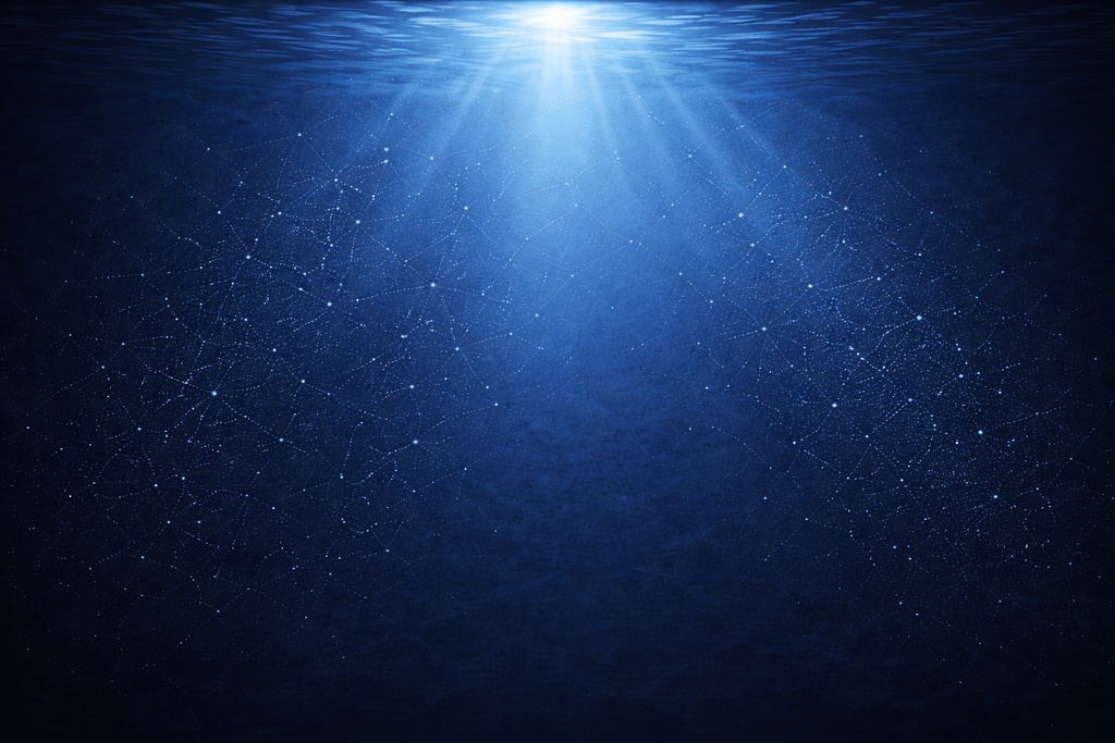 深海 青 水中背景 16:9 海背景 光差し込み