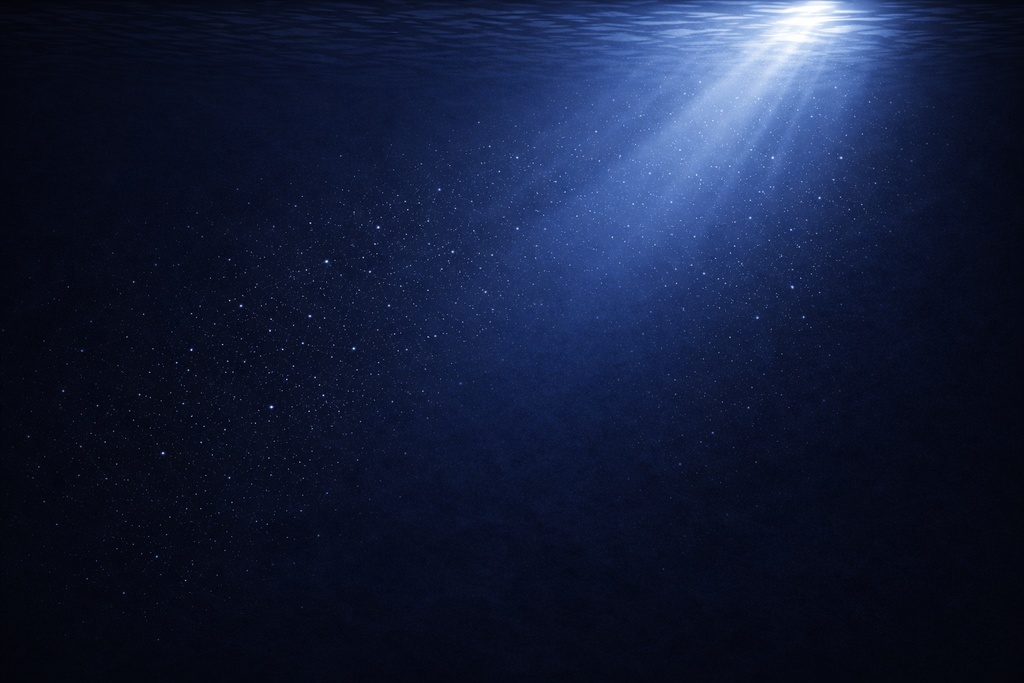 静かな深海 斜め光 海背景 16:9 水中背景