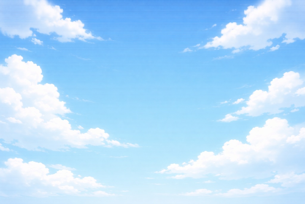 スキャンライン入り青空背景 雲フレーム風 夏空モニター表現 16:9