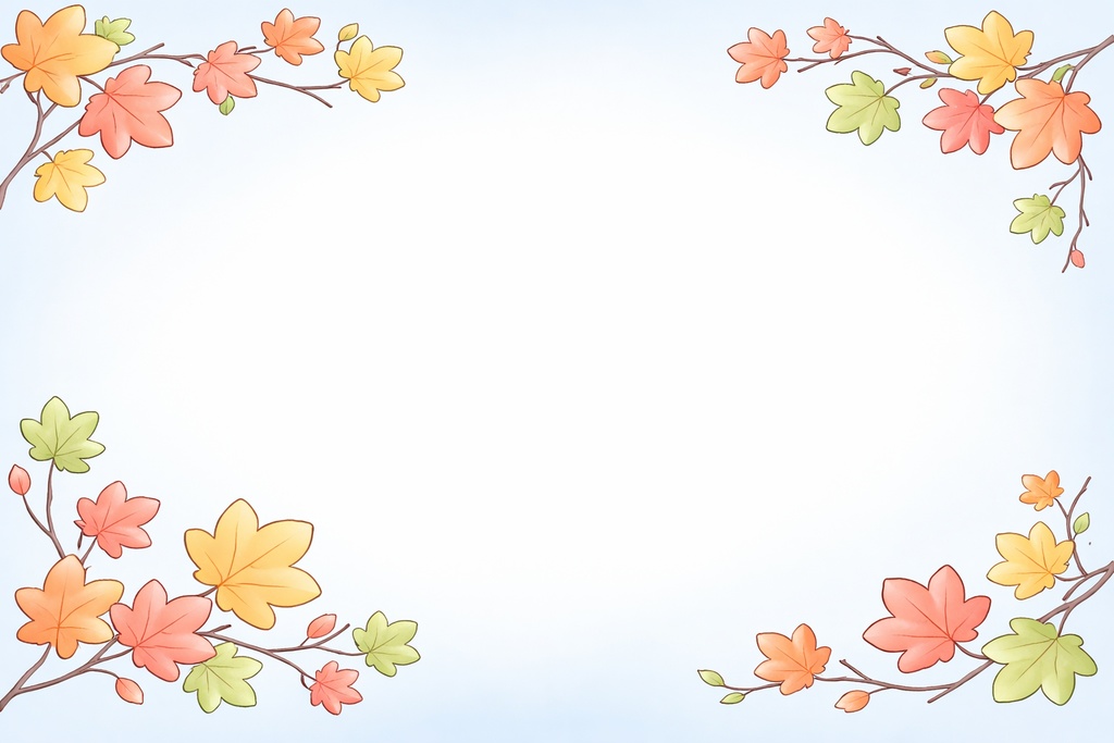 Minimal Maple Leaf Vine Frame – Cute Pastel Illustration