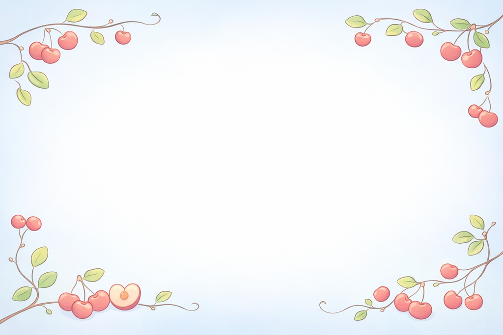 Minimal Cherry Vine Frame – Cute Pastel Illustration