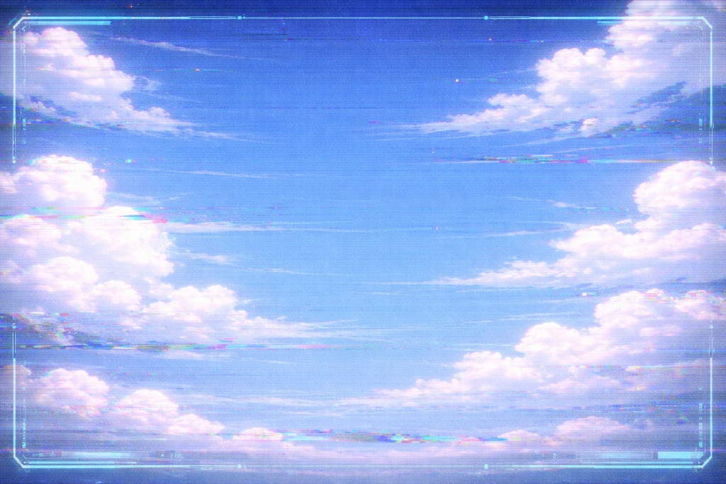 サマー・ブルーグリッチ空背景（16:9）