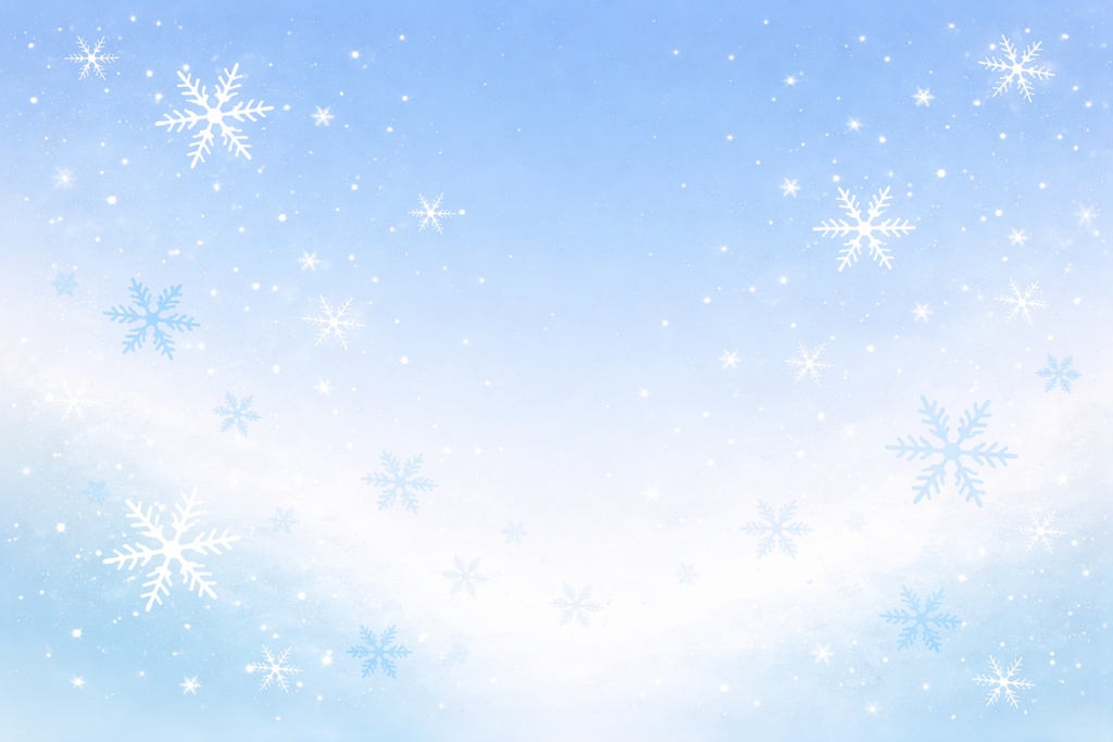 雪の結晶と淡いブルーグラデーション背景 冬のシンプル背景素材 16:9 コピースペース