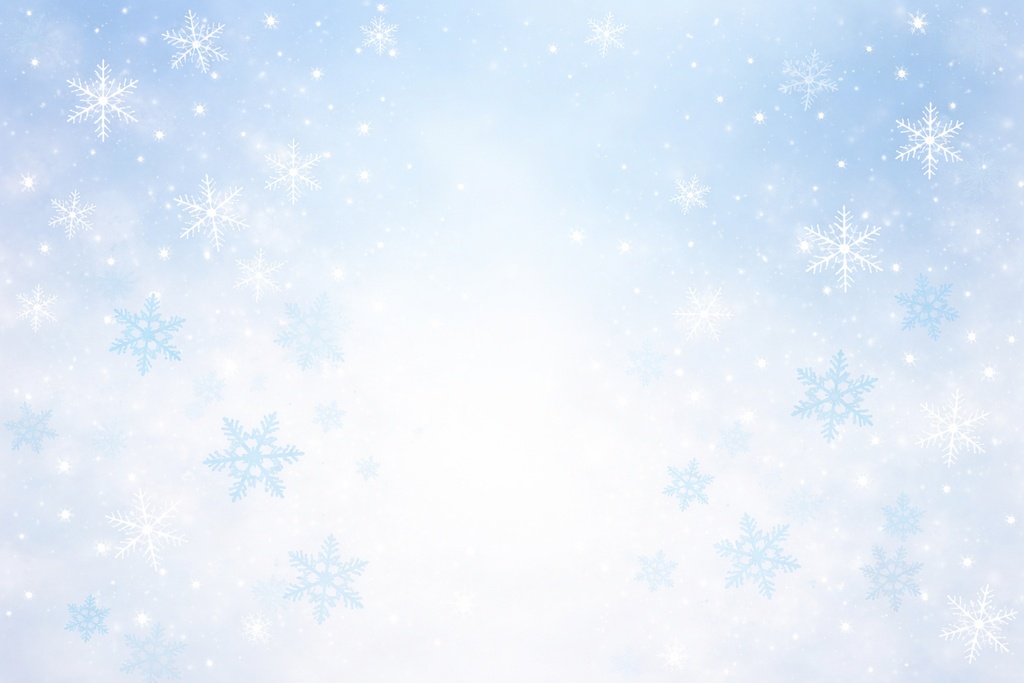 雪の結晶と淡いブルーのグラデーション背景 冬の中央余白素材 16:9