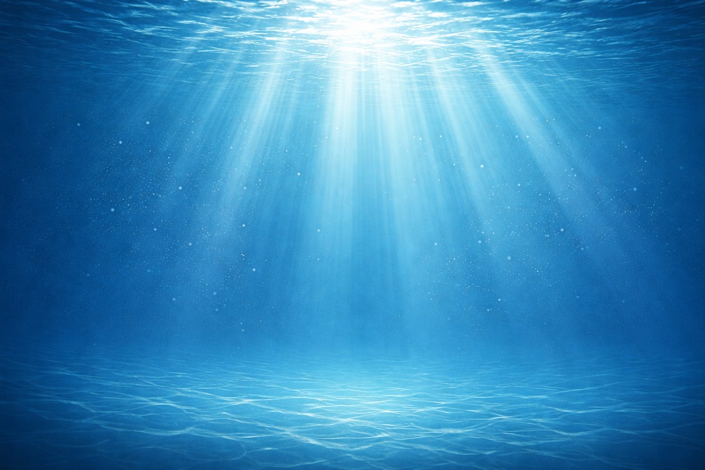 縦に降り注ぐ光のカーテン水中イラスト