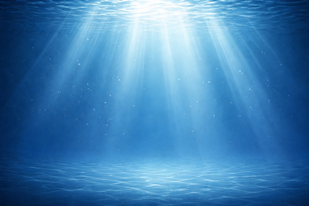 柔らかい幅広い光が差し込む水中イラスト