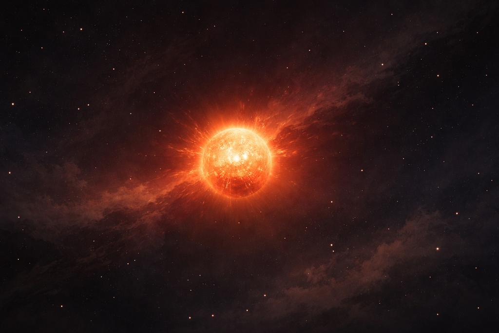 遠い終焉の星｜赤色恒星・宇宙背景（16:9）