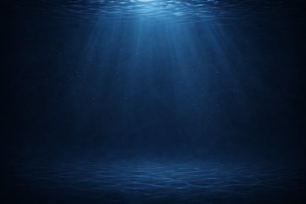 深海の光の筋背景イラスト｜水中に差し込む神秘的な光素材（16:9）