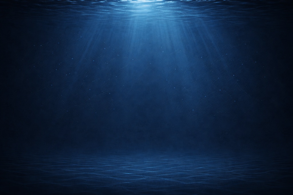 深海グラデーション背景イラスト｜静かな青の水中空間素材（16:9）