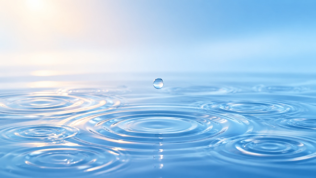            水面の波紋と水滴｜ミニマル背景素材（16:9 / 高解像度）水面の波紋⑤｜幻想・光反射
