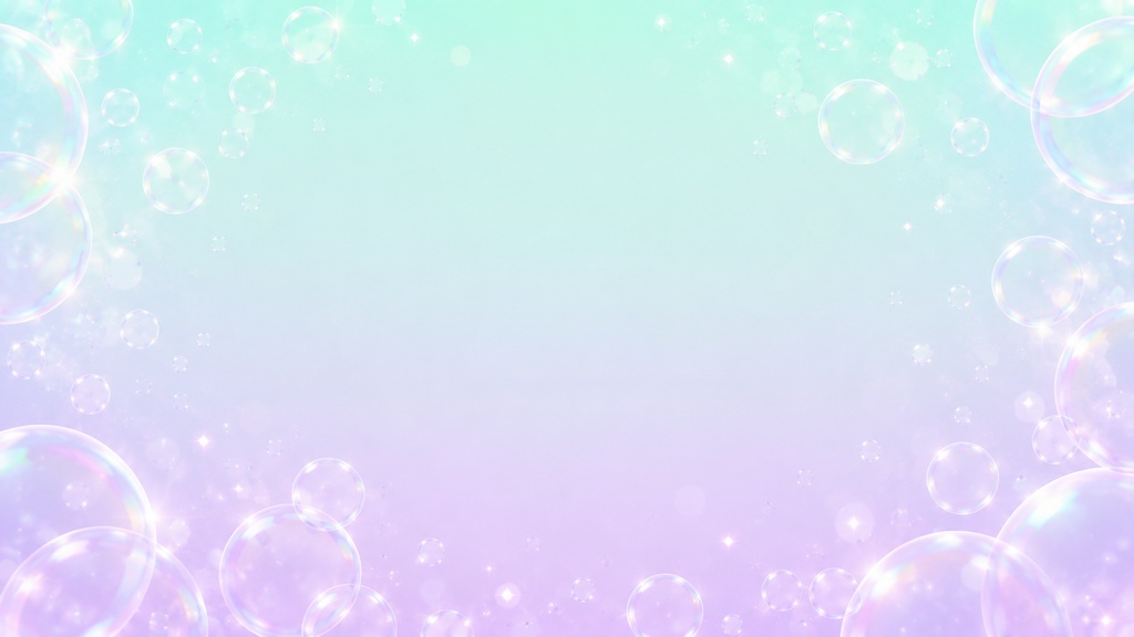 【高品質16:9背景素材】夢見る泡のパステル背景 Vol.02 ミントラベンダー|配信・サムネ・デザイン向け