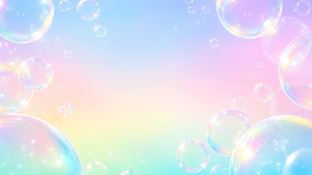 【高解像度16:9】Dreamy Pastel Bubble Background Vol.09 虹色|配信・サムネ・動画編集向け